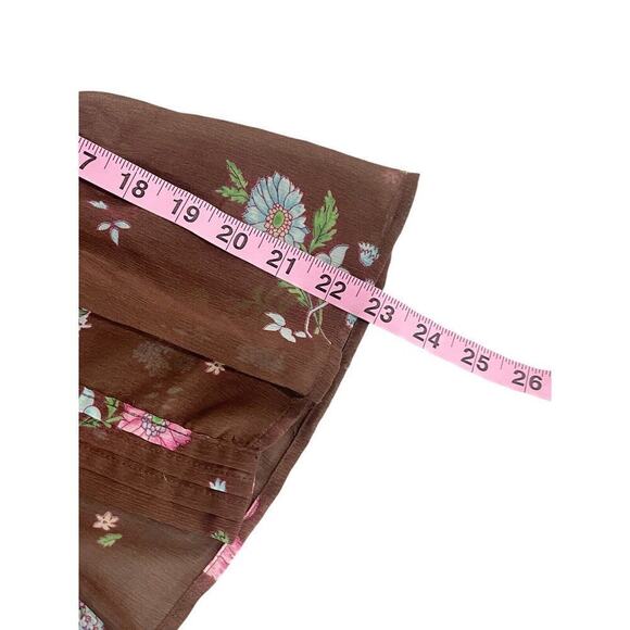 Old Navy Brown Floral Flutter Sleeve Fairy Sheer Tie Front Cardigan Womens M - Picture 5 of 5